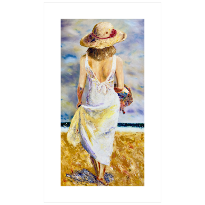Woman on Beach with Hat