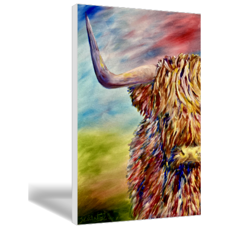Highland Cow Abstract Painting