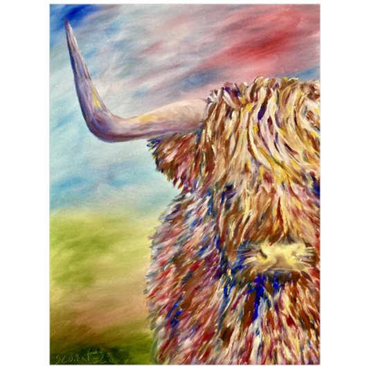 Highland Cow Abstract Painting