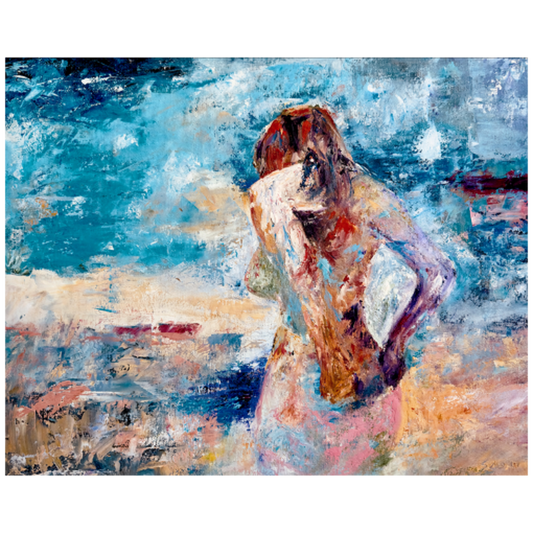 Abstract Painting of Woman on Beach